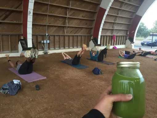 BBBrown Fitness class outdoors